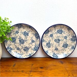 Polish Pottery | Ceramika Artystyczna Boleslawiec Blue Fleur 7.75” Salad Plates